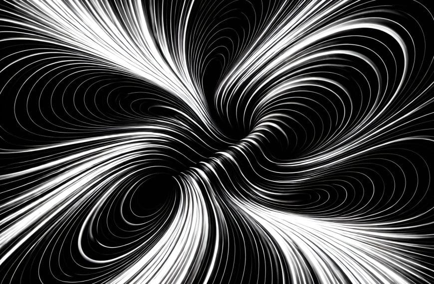 Abstract black-and-white contour-line pattern showing alternating expansion and compression, representing cyclical mood shifts and instability.