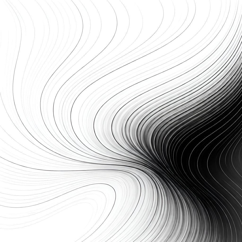 Abstract black-and-white contour pattern symbolizing emotional heaviness and reduced energy associated with depression.