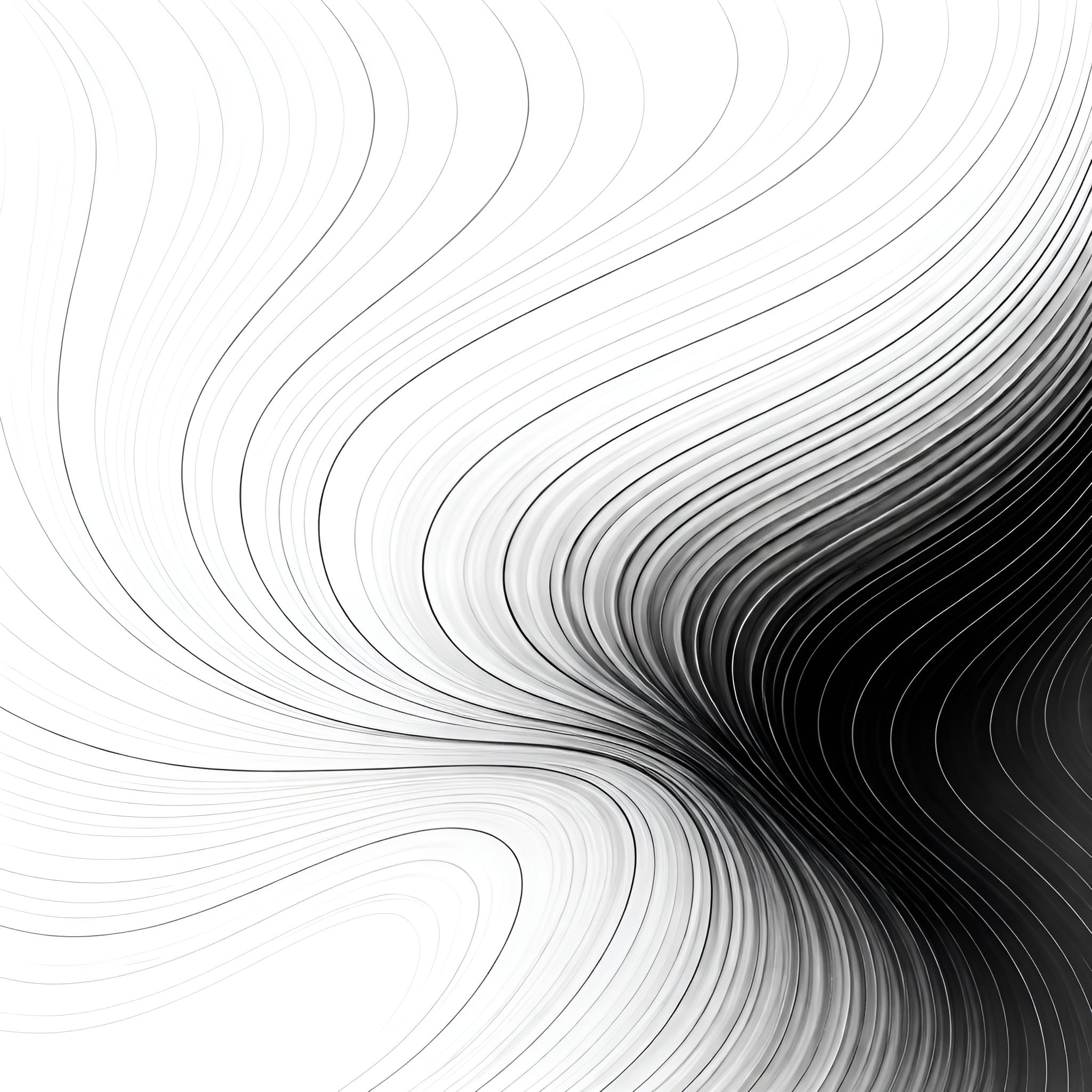 Abstract black-and-white contour pattern symbolizing emotional heaviness and reduced energy associated with depression.