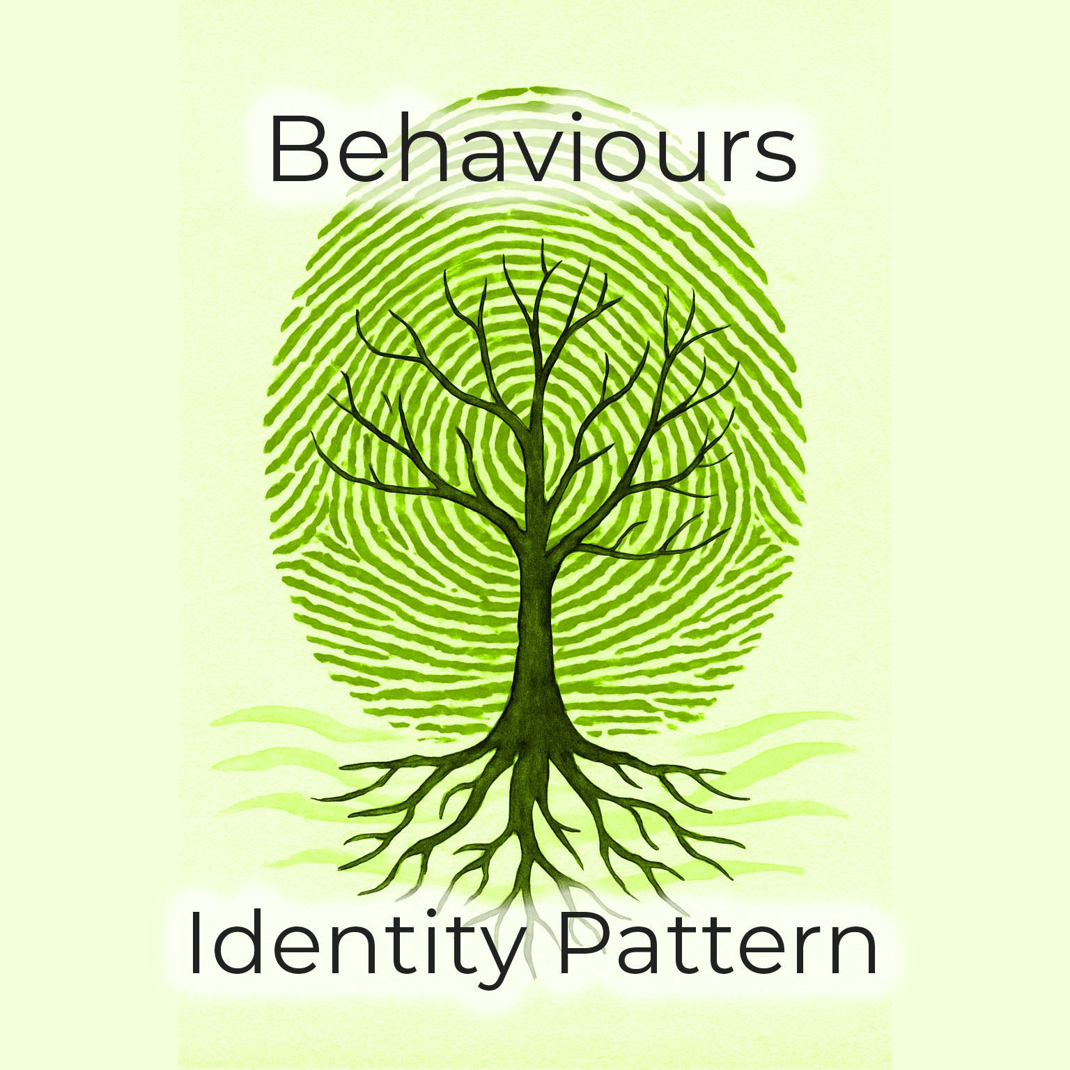 Illustration of a tree showing identity patterns as roots and behaviors as branches.