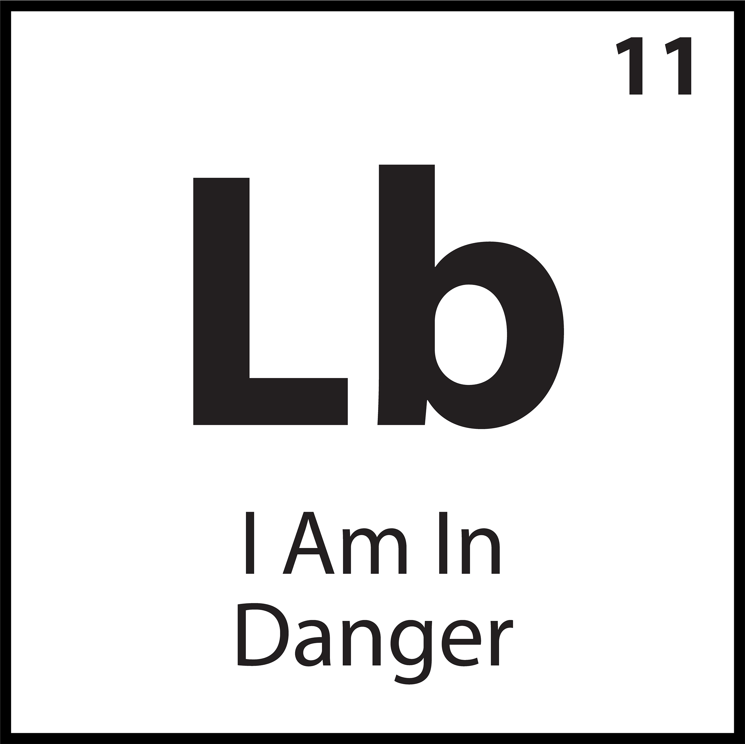 Periodic tile graphic labeled “Lb” with the belief “I Am In Danger” — part of the ShiftGrit Pattern Library on identity-level emotional responses.
