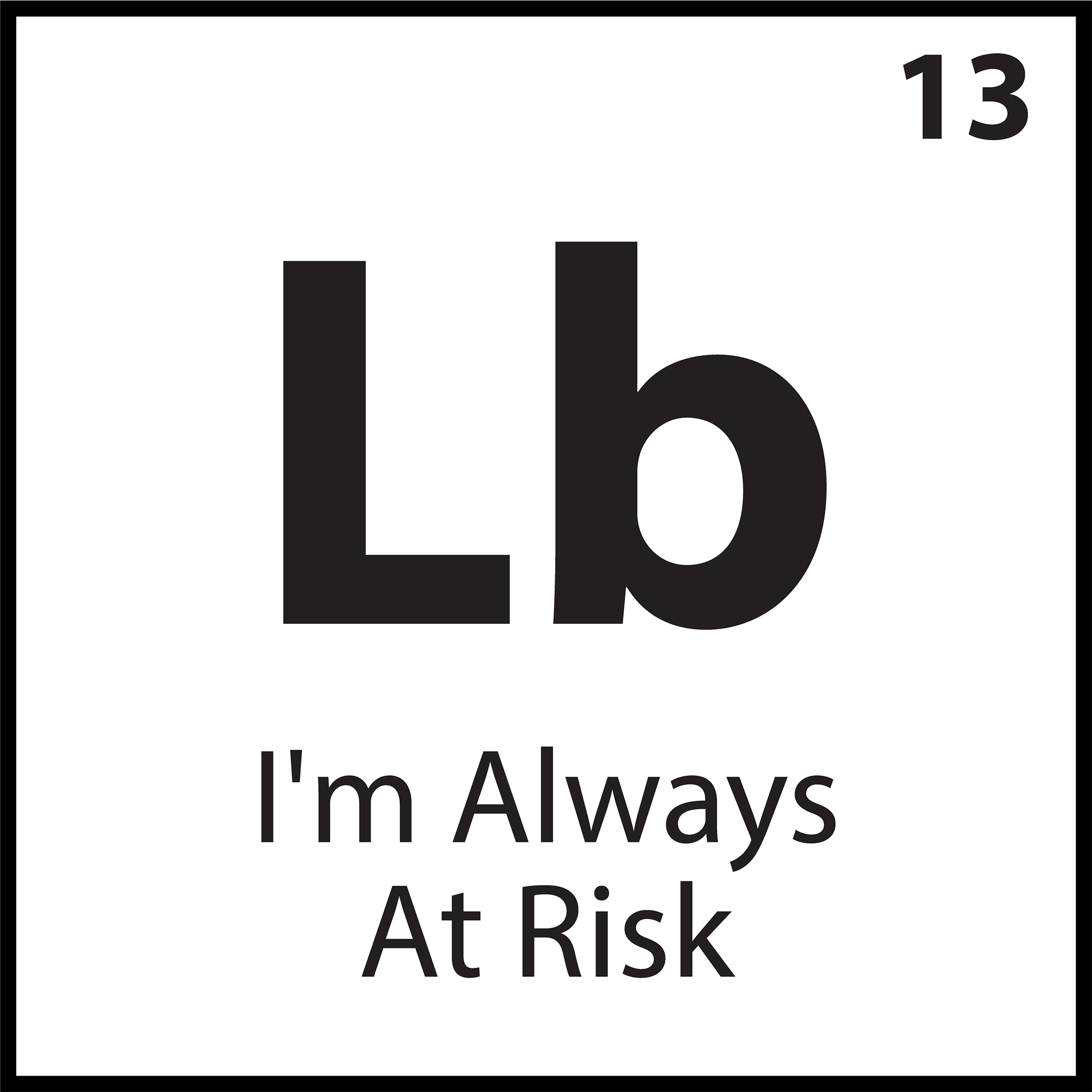 Periodic-style belief tile labeled “Lb” with the text “I’m Always at Risk” — part of ShiftGrit’s Core Belief Collection.