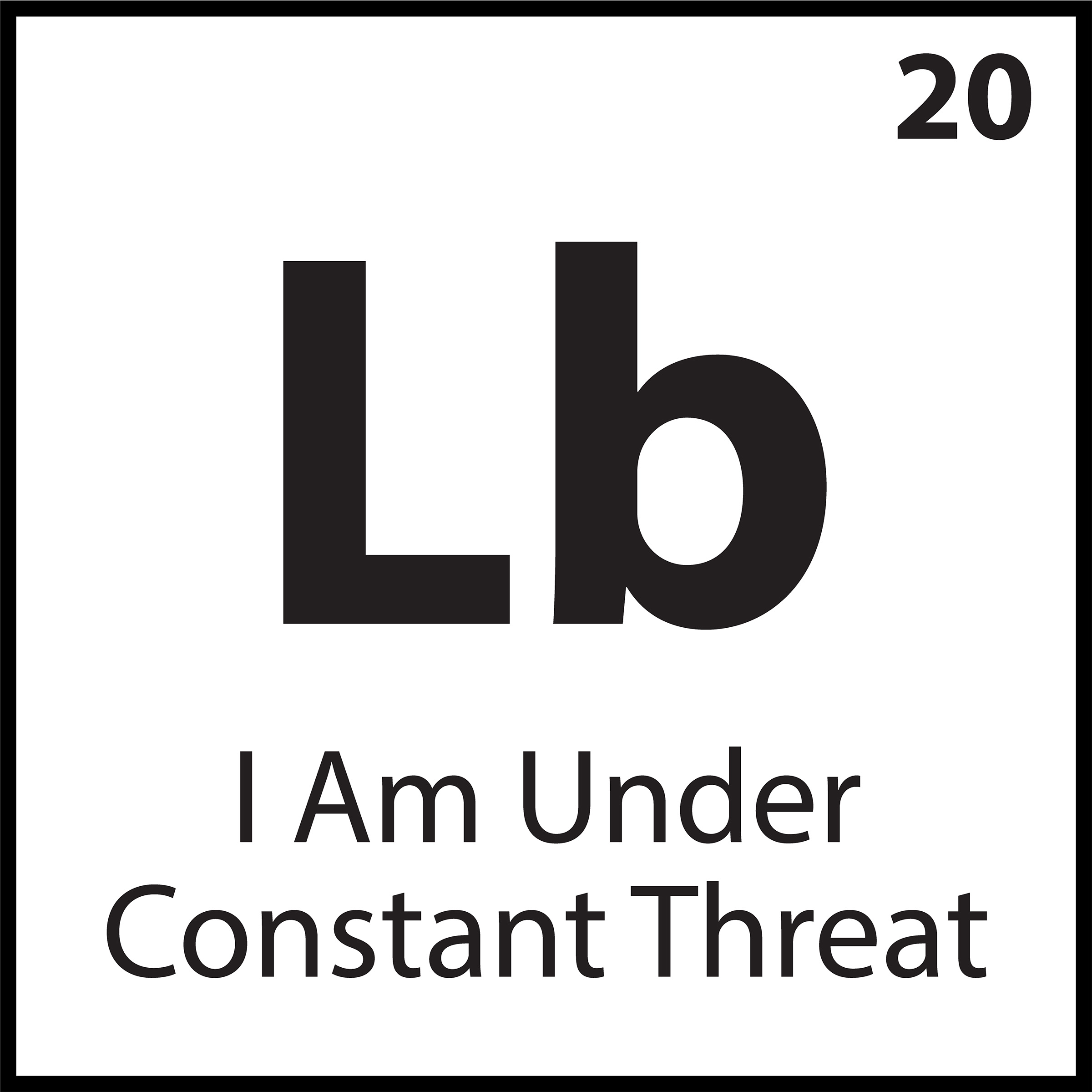 Periodic belief tile labeled “Lb” with the phrase “I Am Under Constant Threat” — part of the ShiftGrit Core Belief Series.