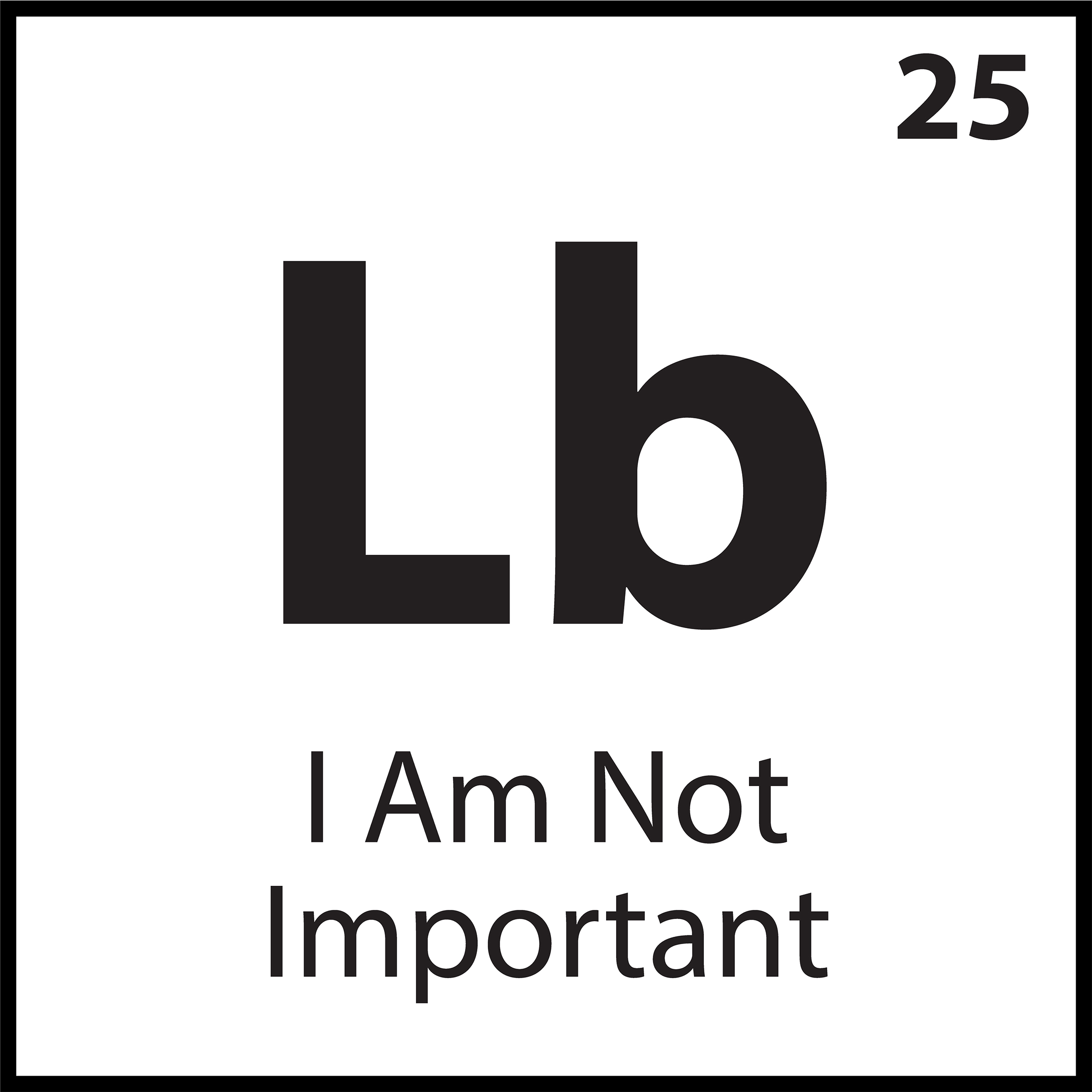 Periodic-style belief tile labeled “Lb” with the phrase “I Am Not Important” — part of the ShiftGrit Core Belief visual library.