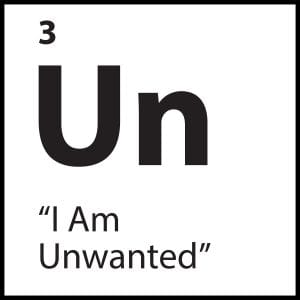 Identity-level belief visual with the label “I Am Unwanted” in a bold elemental format.