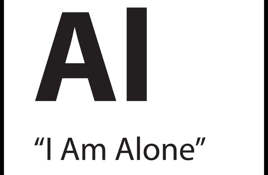 Minimalist black-and-white graphic symbolizing emotional disconnection and attachment wounds, titled “I Am Alone.”