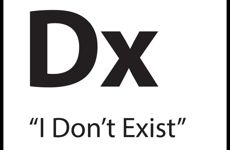 Black-and-white graphic representing the core belief “I Don’t Exist,” symbolizing emotional numbness and dissociation.