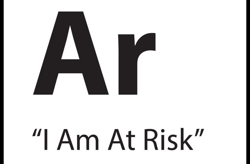 Limiting belief tile for “I Am At Risk” with an orange background, representing anxiety, vigilance, and safety-seeking behaviours.
