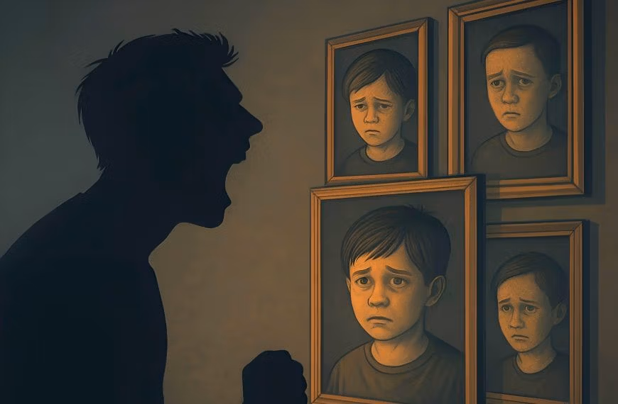 Emotional reactivity illustrated as a ripple of fire erupting from a small spark, symbolizing anger triggered by deeper unresolved patterns.