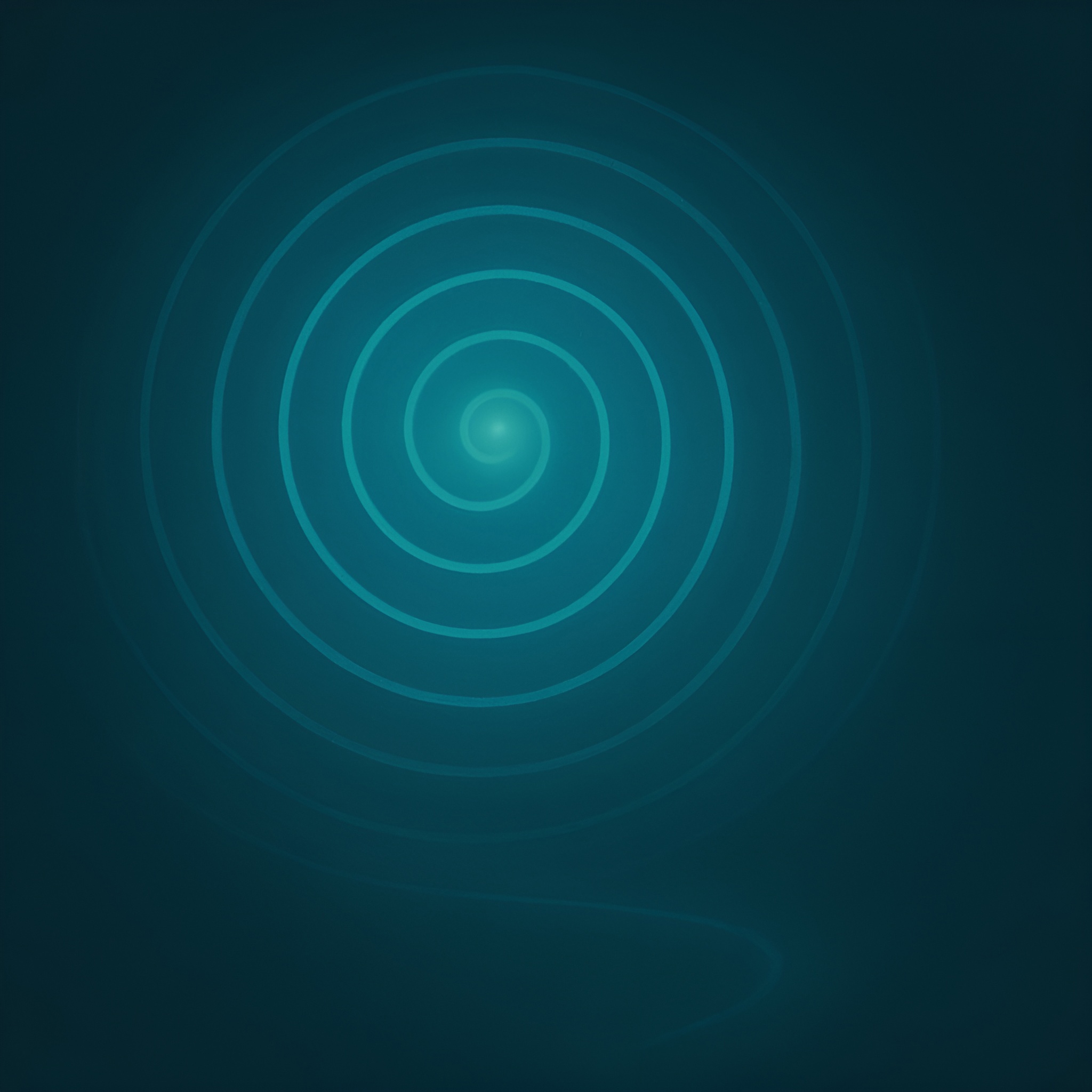Concentric teal pattern representing the anxiety loop transforming into healthier mental pathways.