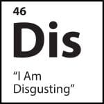 ShiftGrit belief tile for “I Am Disgusting” featuring Dis symbol on white background – part of the 77-pattern core belief identity library.