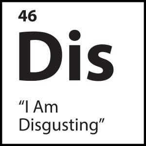 ShiftGrit belief tile for “I Am Disgusting” featuring Dis symbol on white background – part of the 77-pattern core belief identity library.