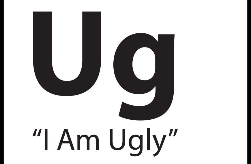 Belief tile for “I Am Ugly” from ShiftGrit’s core belief identity map — symbol Ug in bold black on white background.