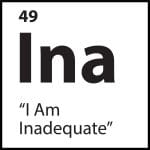 ShiftGrit belief tile for “I Am Inadequate” featuring Ina symbol on white background