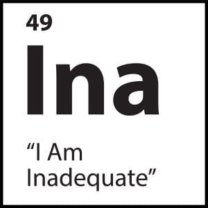 ShiftGrit belief tile for “I Am Inadequate” featuring Ina symbol on white background