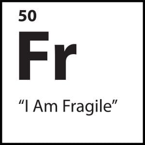 ShiftGrit belief tile reading “I Am Fragile” with Fr identity symbol on white background