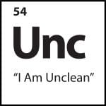 ShiftGrit belief tile reading “I Am Unclean” with element code Unc — from the core belief therapy pattern set