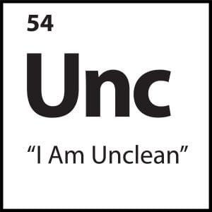 ShiftGrit belief tile reading “I Am Unclean” with element code Unc — from the core belief therapy pattern set
