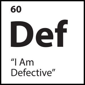 Belief tile reading “I Am Defective” with the symbol Def – part of ShiftGrit’s 77-pattern core belief system.