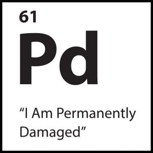 “I Am Permanently Damaged” core belief tile – Pd symbol on white background, part of ShiftGrit’s limiting belief identity framework.