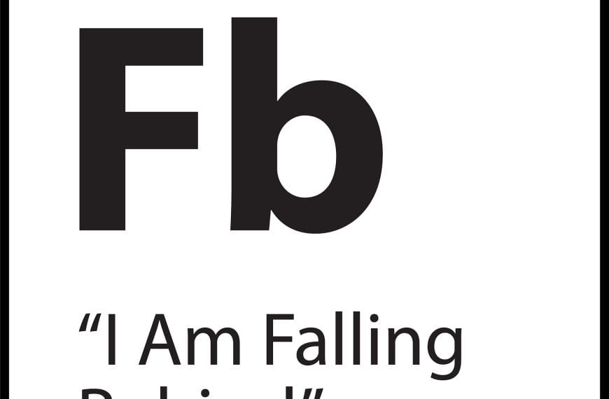 Black and white tile reading “67 Fb – I Am Falling Behind,” representing the core belief of falling behind in life, progress, or success.