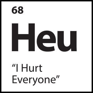 Black and white identity belief tile with “Heu” and the phrase “I Hurt Everyone” – part of ShiftGrit’s core belief visual library.