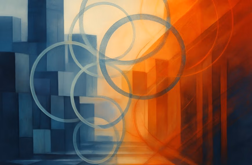 Abstract geometric artwork representing trauma-response loops triggered by high-stress environments in Calgary.
