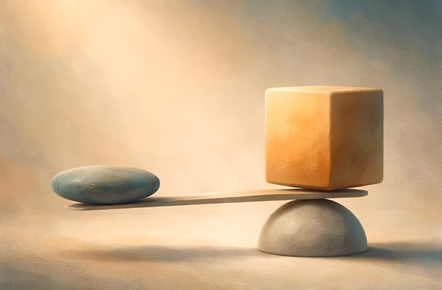 Abstract illustration representing balance without symmetry when choosing the right therapist in Calgary