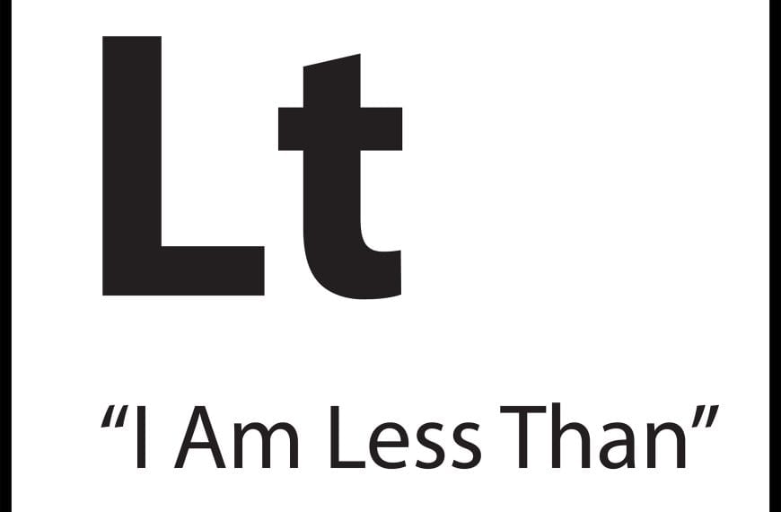 Limiting belief tile Lt representing I Am Less Than in the ShiftGrit Periodic Table of Limiting Beliefs.