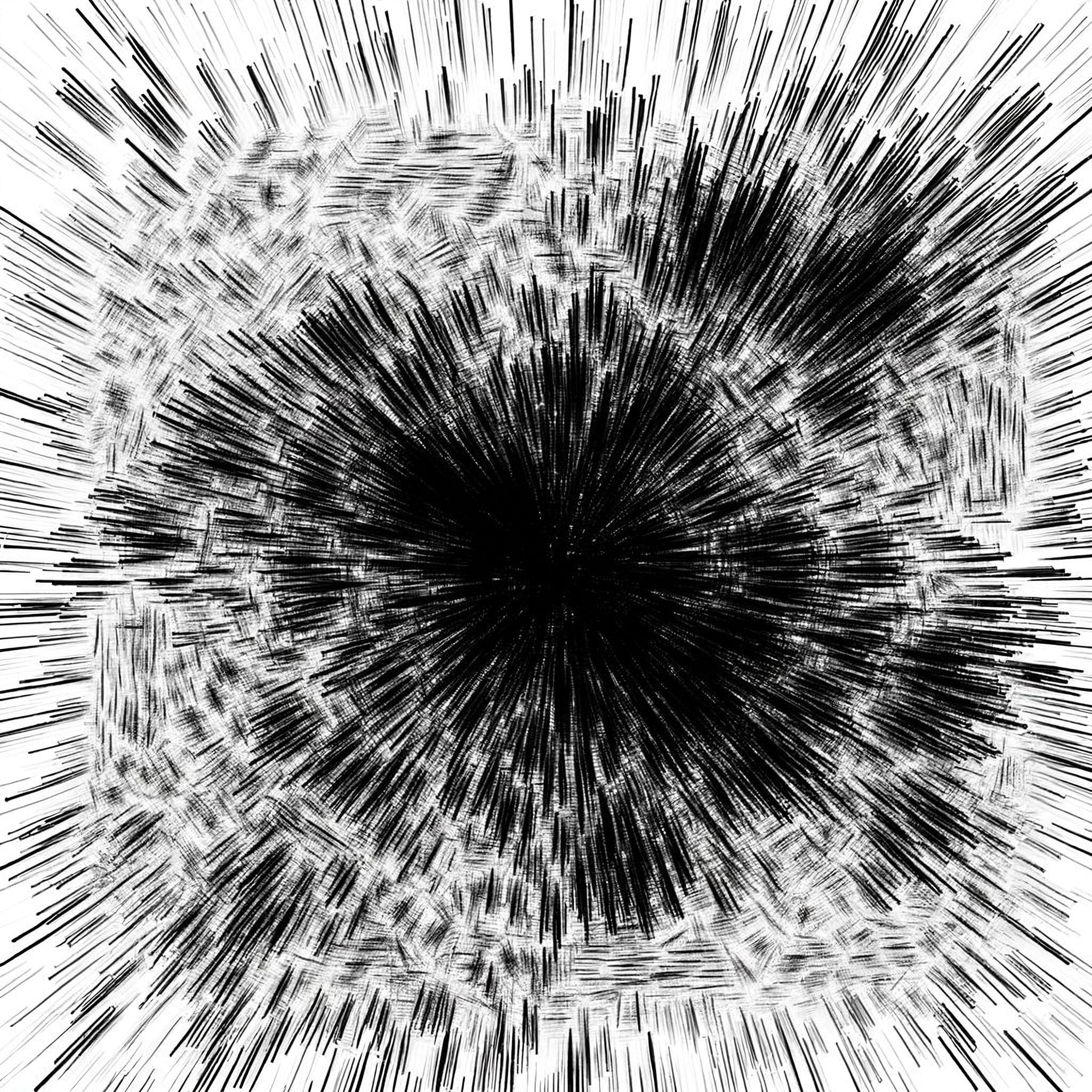 Abstract image depicting overgiving through dense central compression and outward fading lines, symbolizing emotional exhaustion.