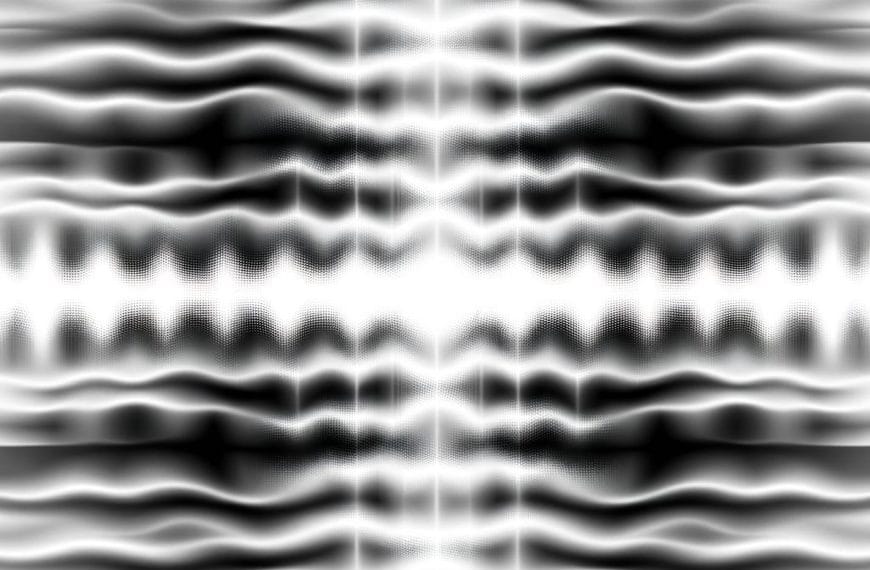 An abstract visual illustrating converging and diffusing patterns symbolizing being wired at night and foggy by day.