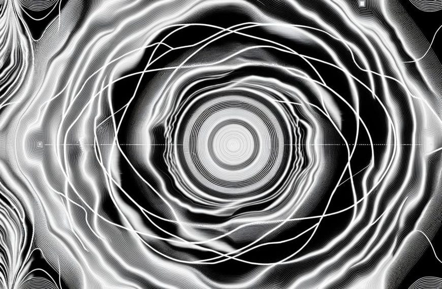 An abstract illustration with dense line patterns representing self-editing and control, featuring pressure points and a vortex-like appearance conveying the fragility of conditional self-worth.