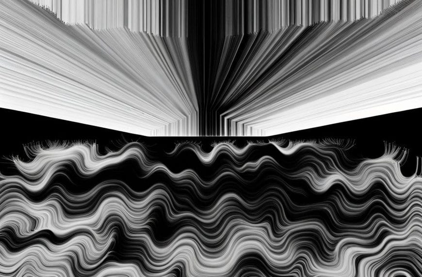 An abstract monochrome representation of the ADHD-related tension between romanticizing escape and resenting routine, using dynamic contrast and flowing lines.