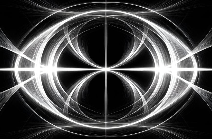 Abstract monochrome image with intertwined looping lines and focal intersections symbolizing organizational power struggles and rivalry.