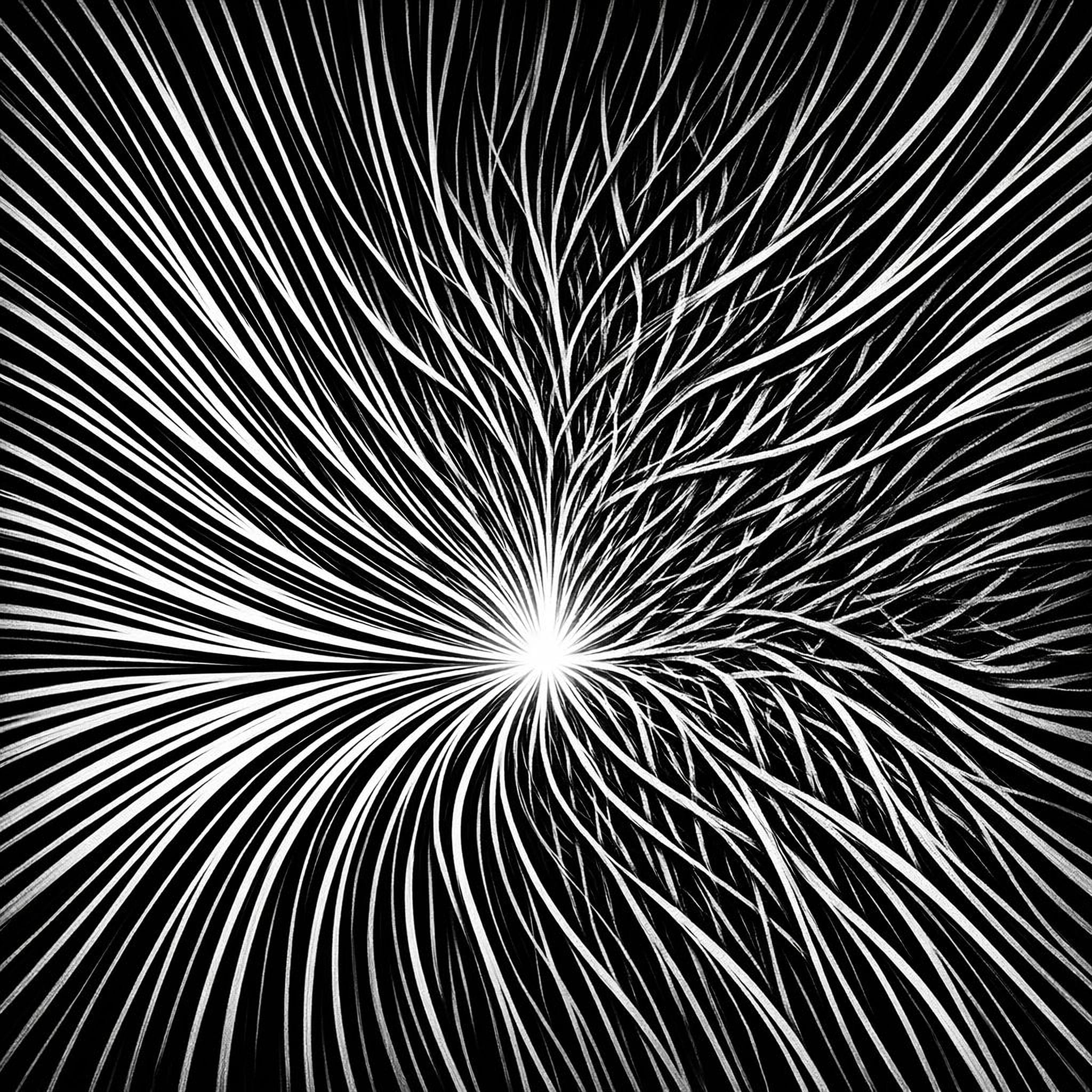 Abstract black and white image depicting converging lines that symbolize decision fatigue and reduced options