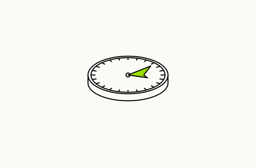Isometric line drawing of a circular thermostat dial with a brand-green pointer, the glossary specimen for regulation strategy.