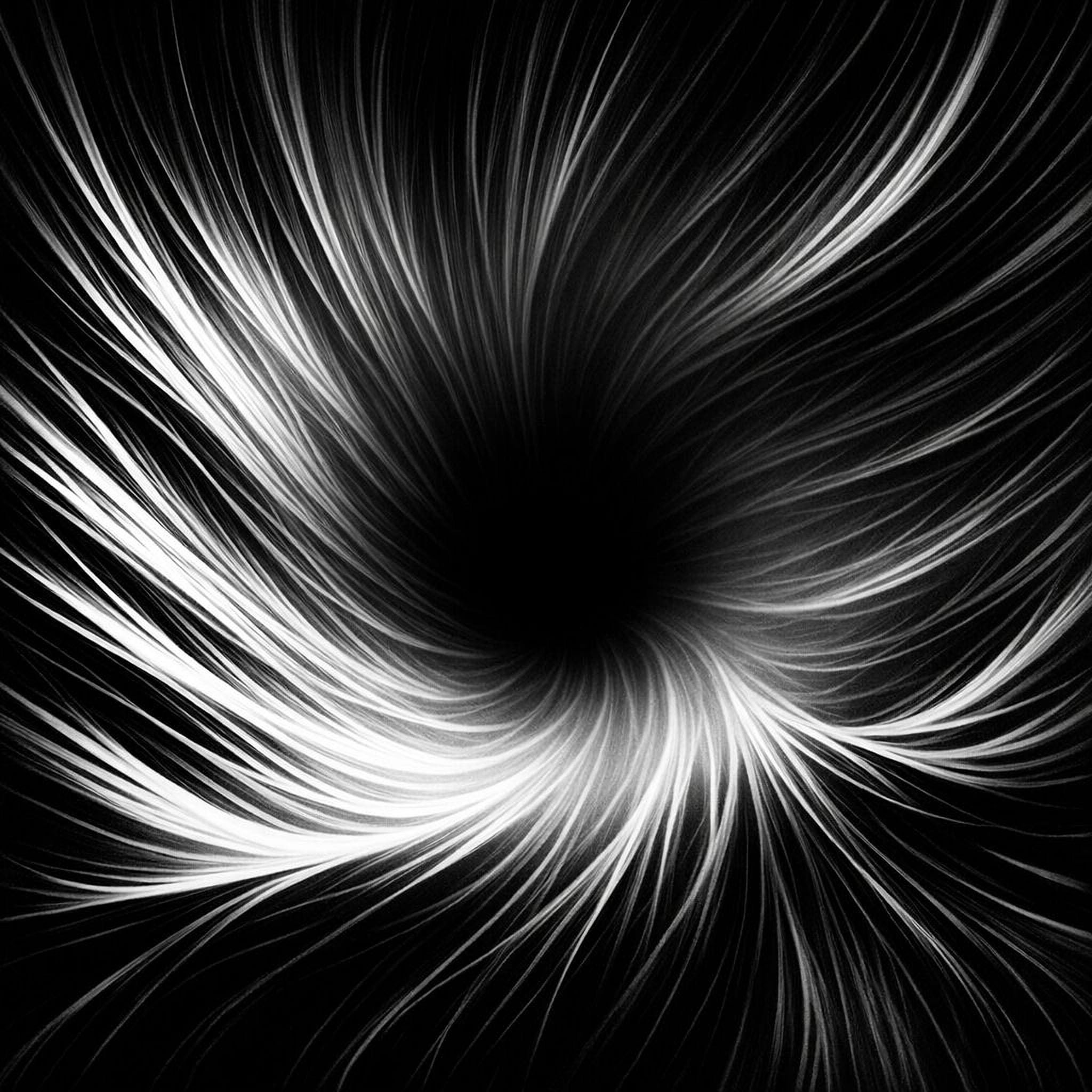 An abstract image portraying loss of vitality and identity with thinning lines and a central void.