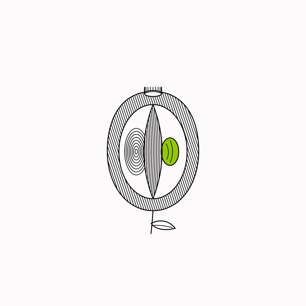 Editorial line illustration of a seed pod cut open to show three distinct internal chambers inside one casing, representing the three integrated components of the ShiftGrit Core Method.