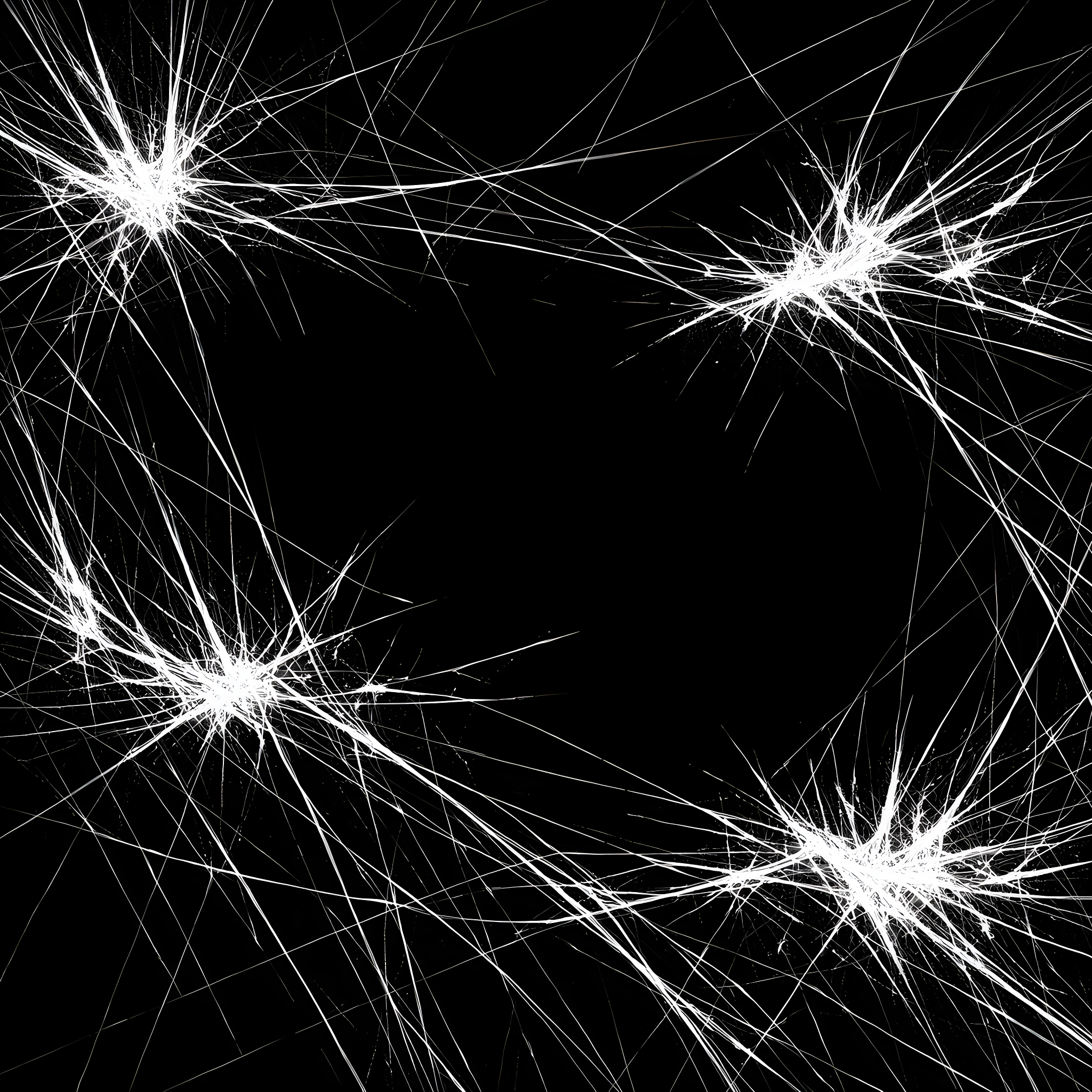 Always Reading Between the Lines - ShiftGrit Pattern Library An abstract black and white image showing a network of dense, converging lines fracturing into chaotic pathways, symbolizing the tension of over-interpretation and vigilance.