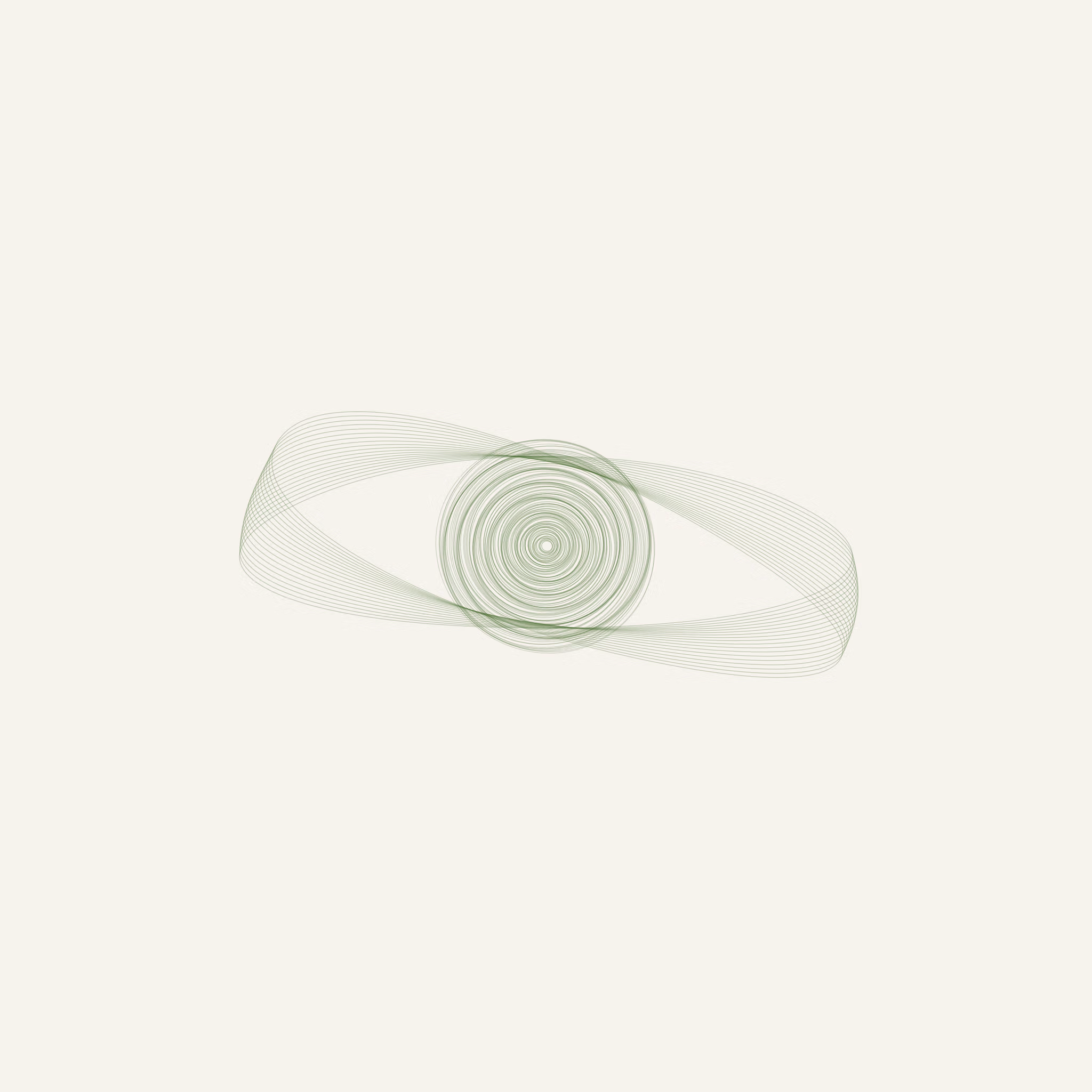 Light, airy line-art of soft green orbital loops gathering into a re-igniting bloom at the centre, cover art for The Shift Show episode 41 on living on autopilot and calling it functioning.