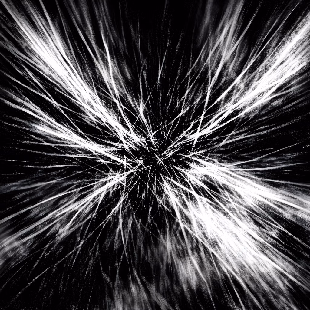 Monochrome abstract art illustrating converging and diverging lines symbolizing life's tension and potential divergence.
